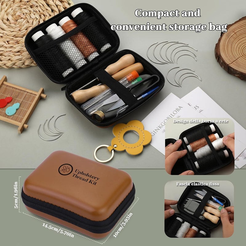 Yizzvb Heavy Duty Sewing Kit, Upholstery Thread Kit with Nylon Thread, Hand Sewing Needles, Sewing Awl, Upholstery Tools and Supplies for Carpets, Canvas, Sofa and Leather, Sewing Kit for Adults - Image 4